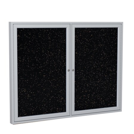 Ghent Enclosed Bulletin Board, 2 Door, Recycled Rubber, 4 ft H x 5 ft W, Tan Speckled PA24860TR-TN